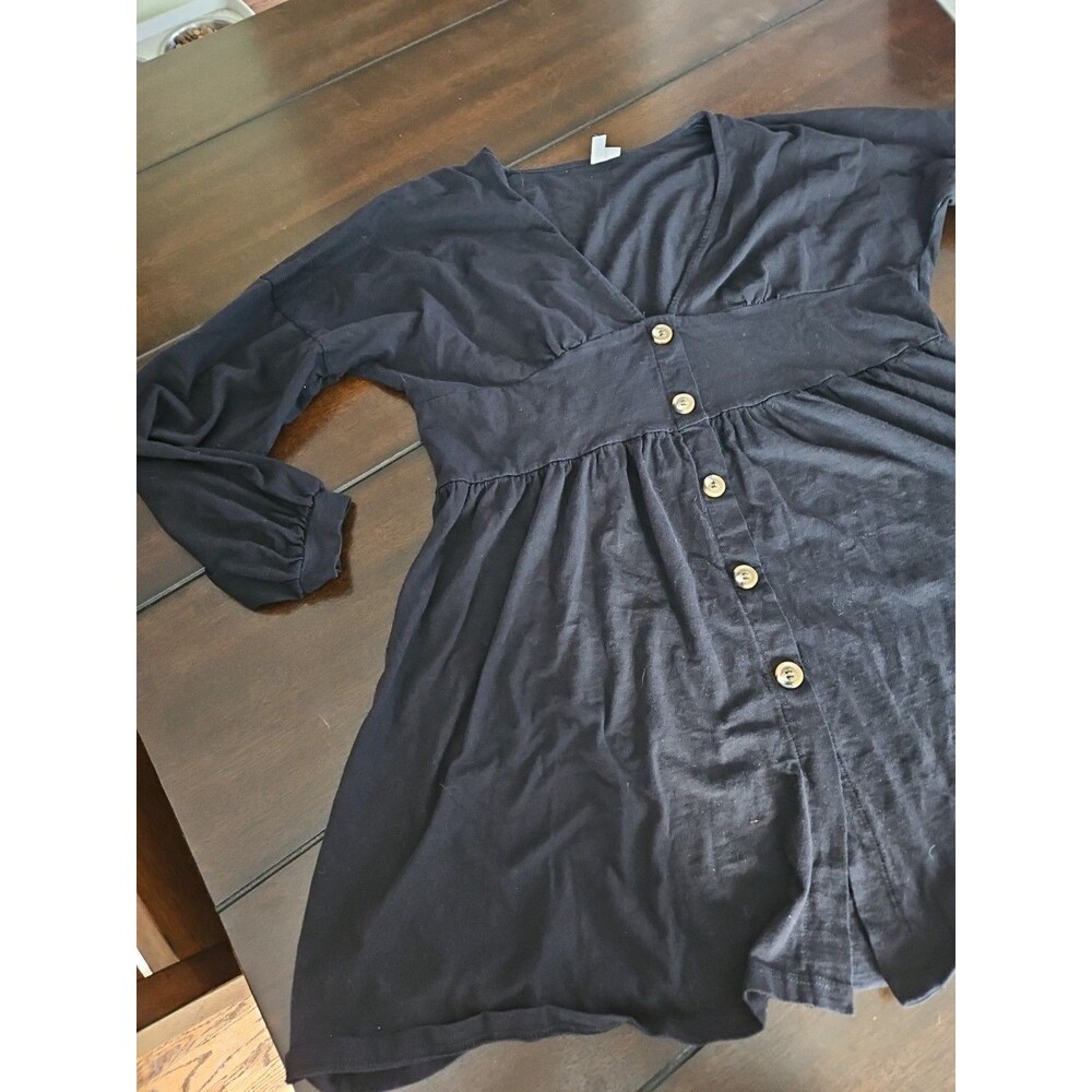 ASOS Long Sleeve Black Button Front Tunic Women's Size 8
